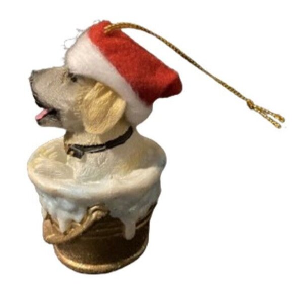 Merry Brite Labrador Retriever Christmas Dog Ornament Santa Hat Bucket NEW - Picture 5 of 6